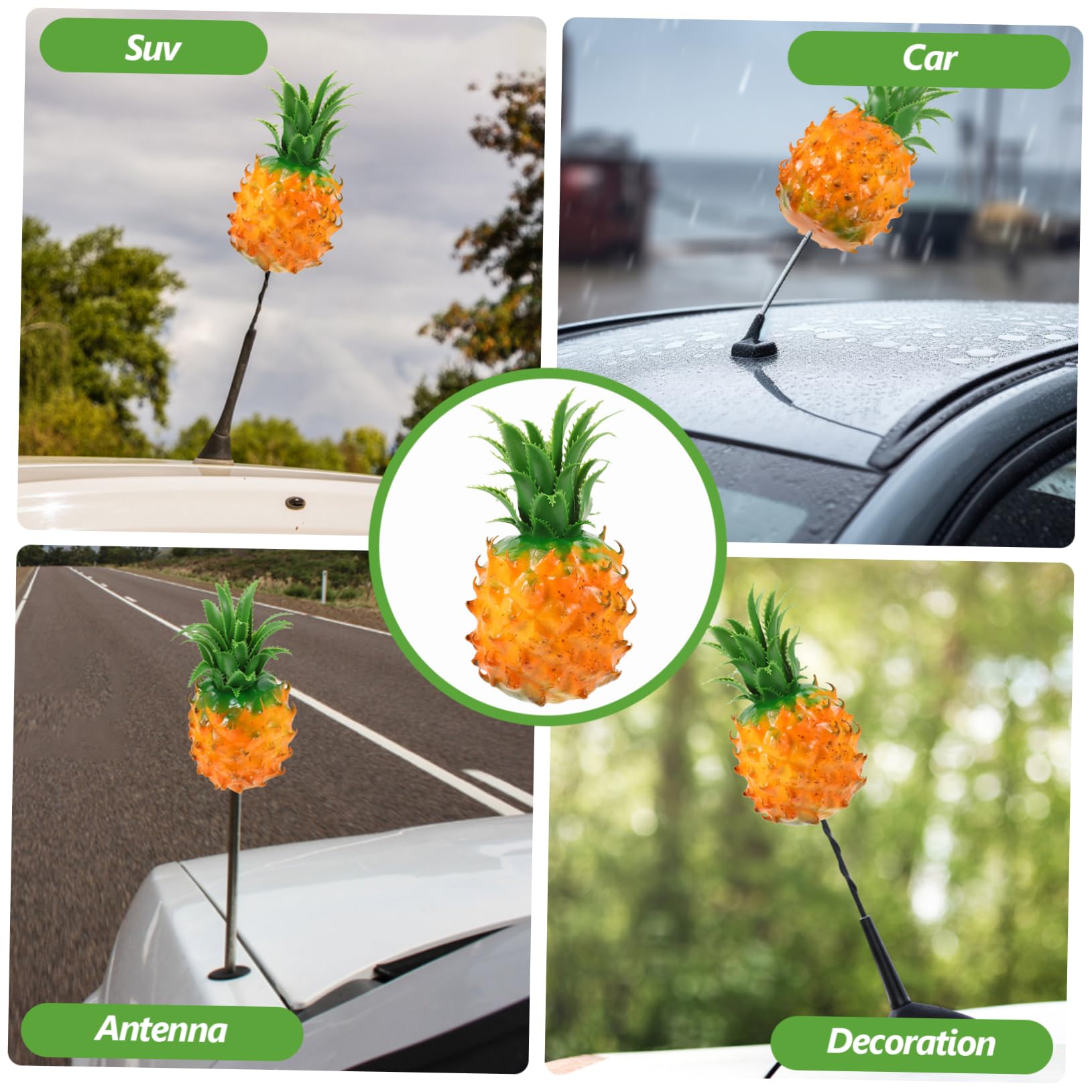 3stücke Antenna Topper Auto-Dekoration Süßer Ananas Ornament Für Fahrzeugaußen Einfache Installation Langlebig Und Passend Für Viele Modelle Charme Und Individualität Für