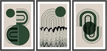 SIGNLEADER Framed Canvas Print Wall Art Set Mid-Century Abstract Geometric Polygon Collage Shapes Illustrations Minimal Decorative Bohemian Nordic for Living Room, Bedroom, Office - 24"x36"x3 BLACK
