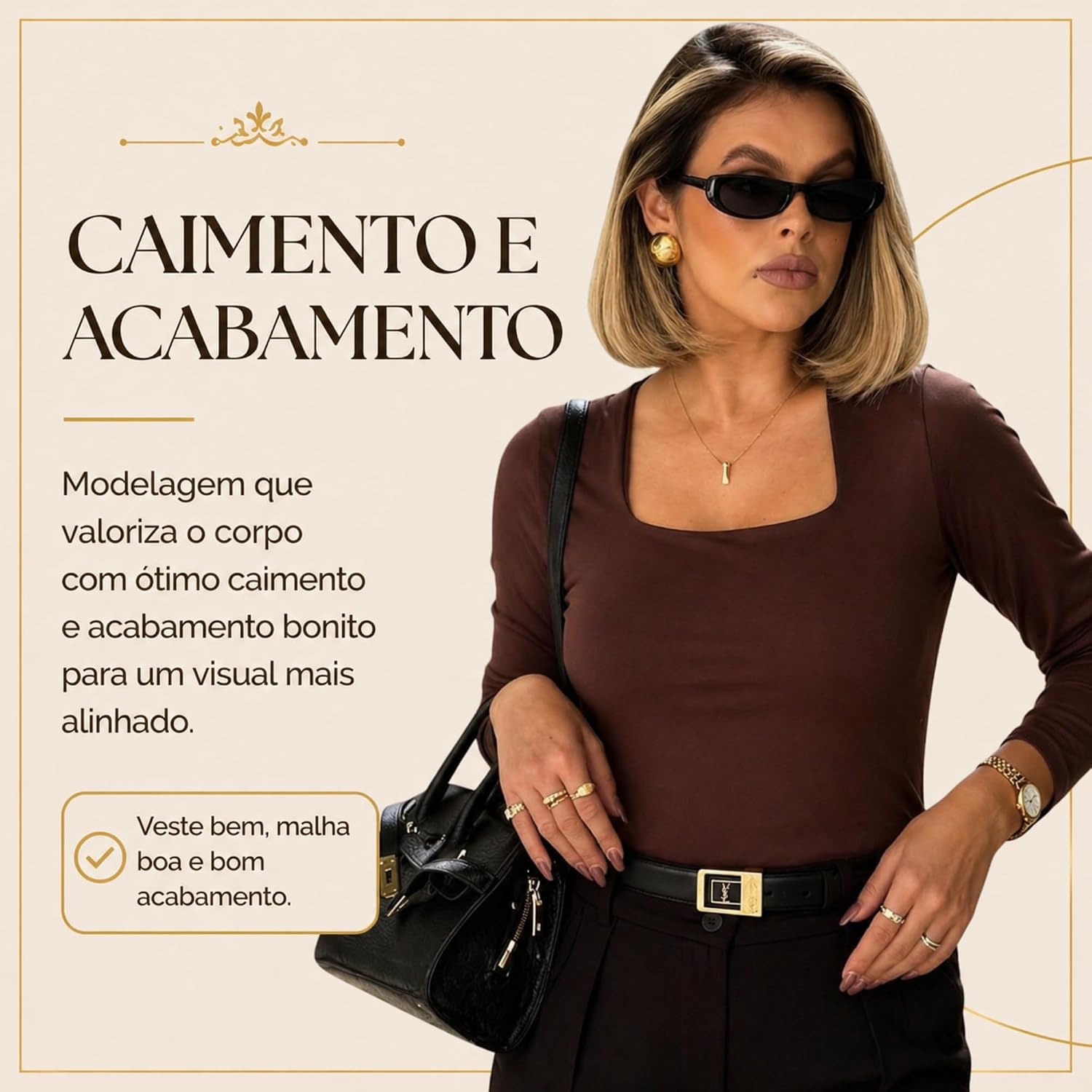 Blusa Feminina Manga Longa Decote Quadrado Casual Básica Blusa Feminina Manga Longa Decote Quadrado Casual Básica