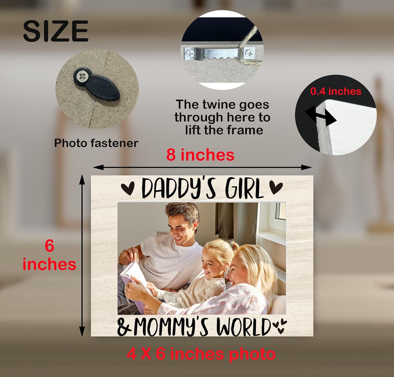 New Baby Photo Frame Gifts for Daughter, Daddy's Girl and Mommy's World Picture Frame, 4x6 inch Photo