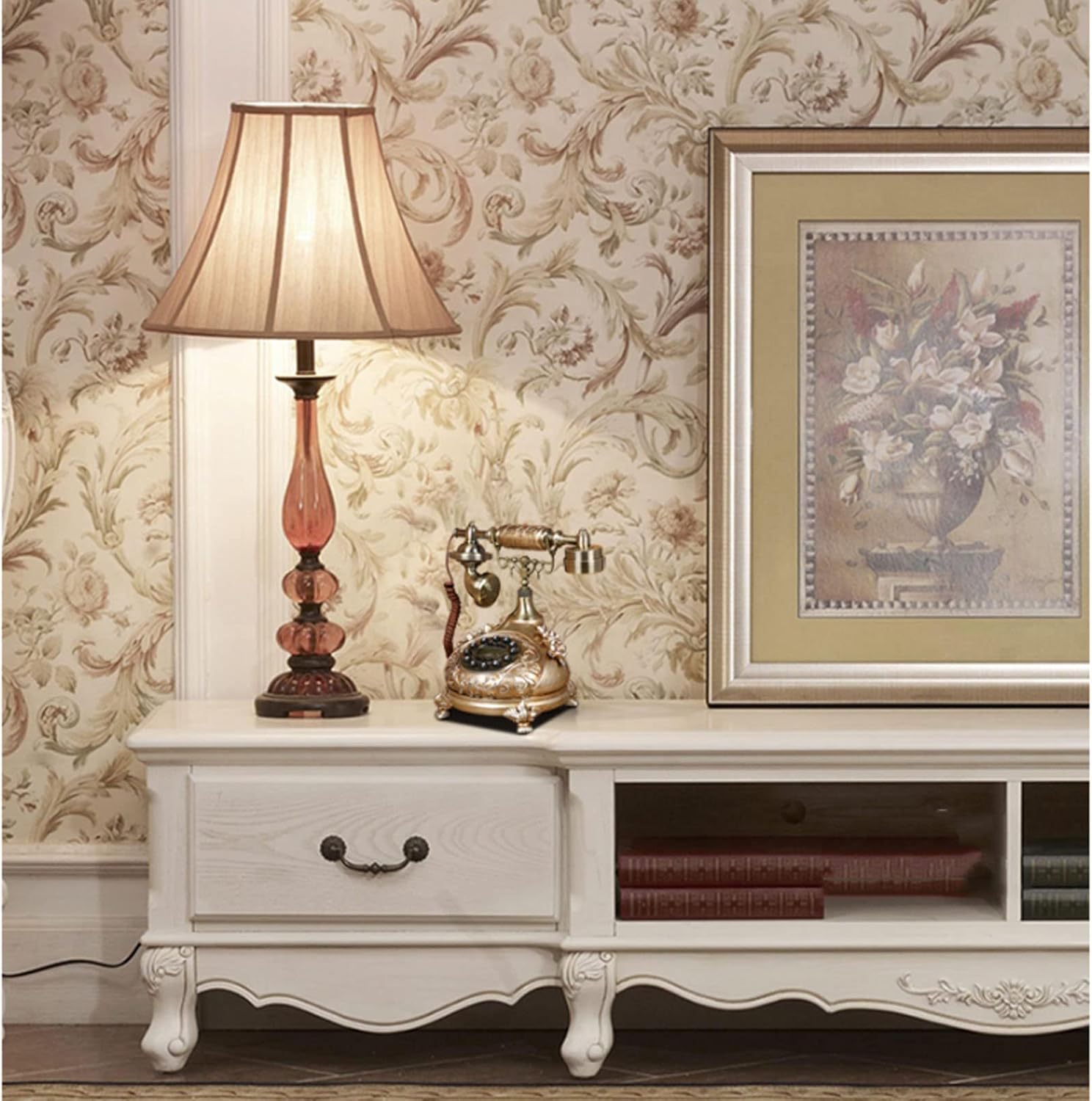 Decorative Telephones Retro Old Fashioned Touch Dial Telephone, Vintage Mechanical Ringer Phone Landline Desk Phone for Home, Office, Bar, Hotel