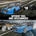 RACENT 1/14 RC Drift Car, 2.4Ghz 4WD Remote Control Car 15MPH High Speed RC Car with LED Lights Two Batteries Drifting & Racing Tires