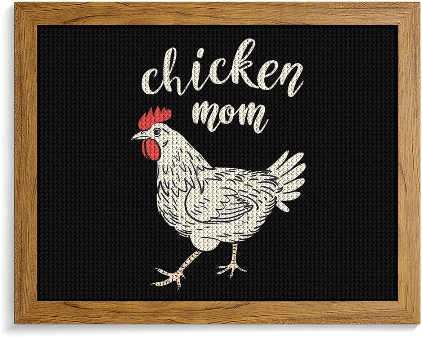 Chicken Mom Printed Diamond 5D Painting Kit 16x20in DIY Full Drill Craft with Tools for Home Wall Decor Gift Yellow Wood 50 * 40cm