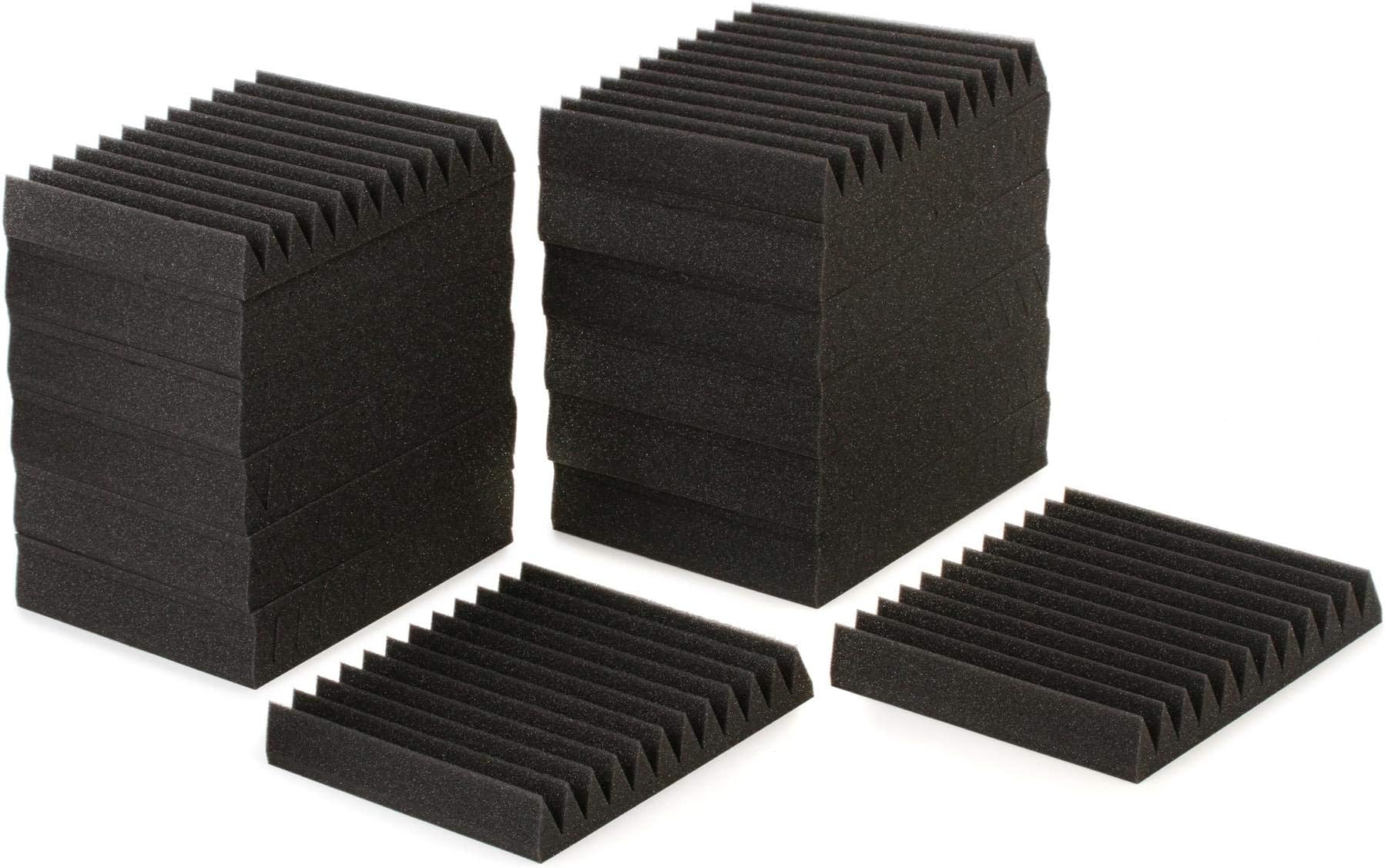 Auralex Acoustics Studiofoam Wedgies Acoustic Absorption Foam, 2" x 12" x 12", 24-Panels, Charcoal