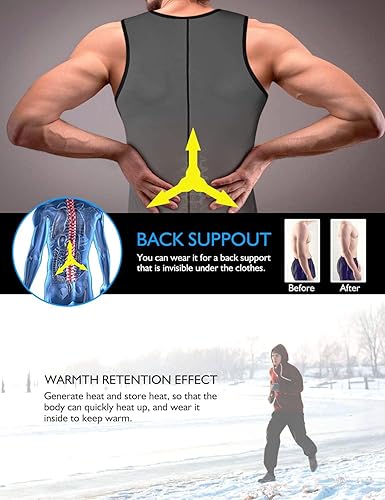 Miniatura 9 de NonEcho - Chaleco de entrenamiento para pérdida de peso, faja de cintura de neopreno para hombre, camiseta sin mangas, moldeador, adelgazante