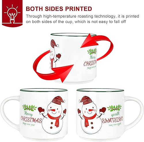 Miniatura 4 de QIKSION Christmas Coffee Mugs Set of 6, 14oz Hot Chocolate Mugs, Cocoa Ceramic Mug, Perfect for Holiday Gifts