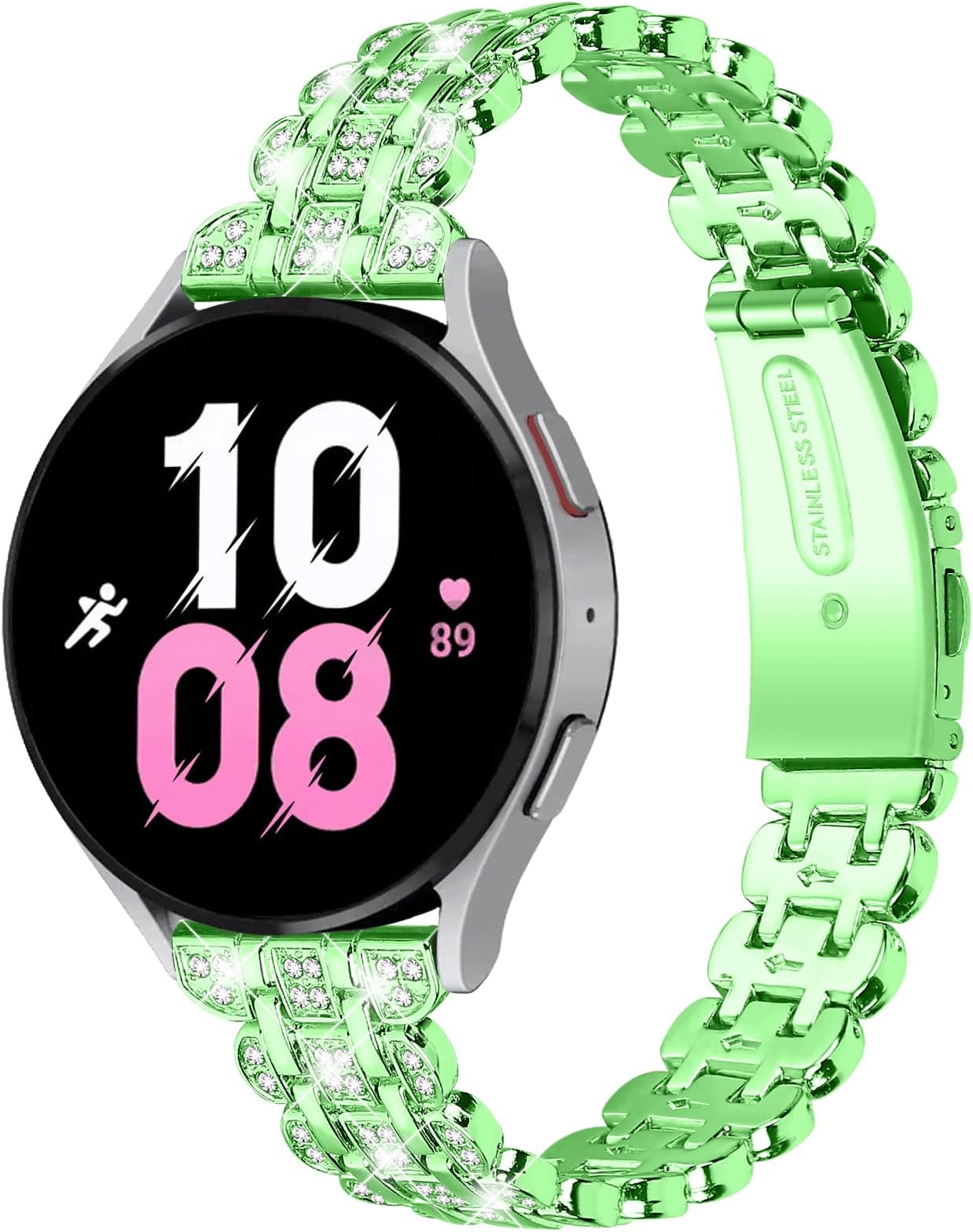 Aresh Compatible with Samsung Galaxy Watch 5 40mm/44mm Bands Jewelry Bling Diamond Metal Strap Wristband, Replacement for Galaxy Watch 4 40mm 44mm Bands (GREEN)