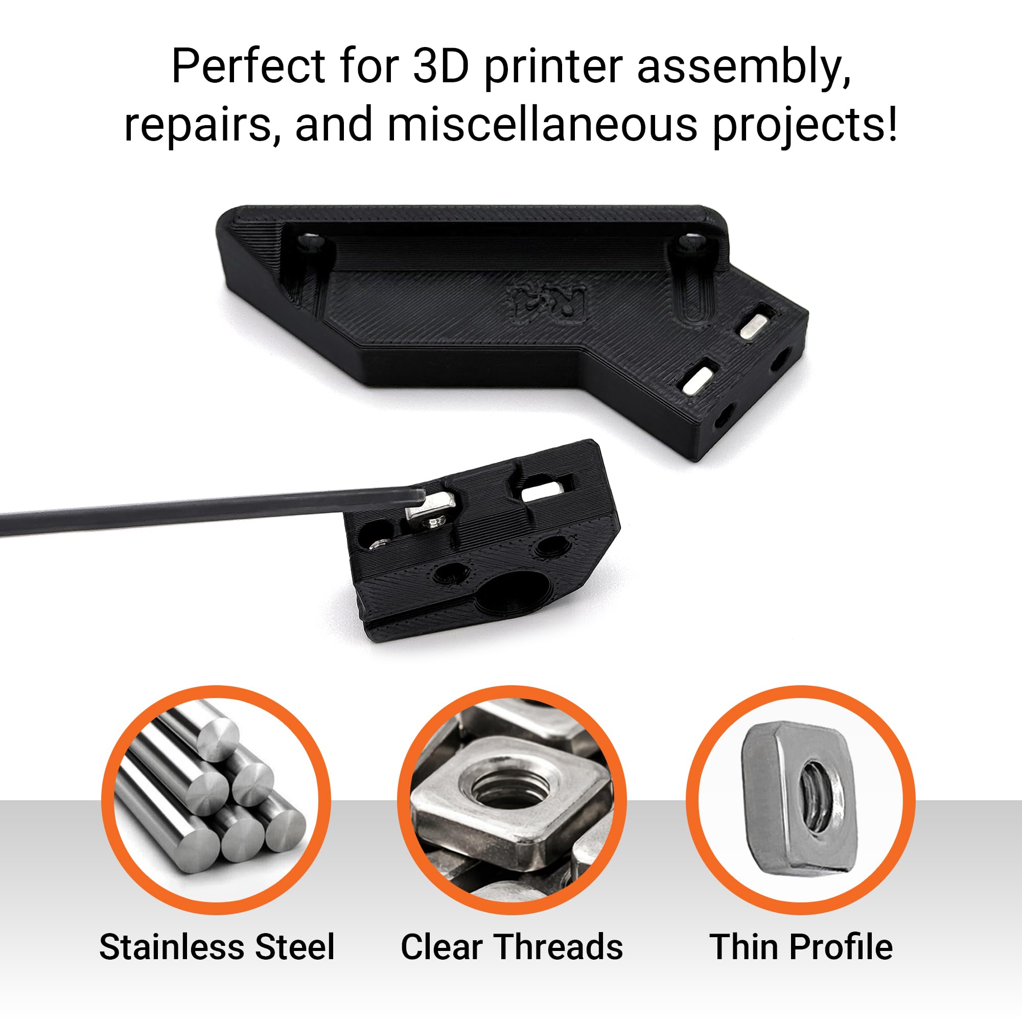 M3 Square Nuts for Prusa 3D Printers - Stainless Steel -3