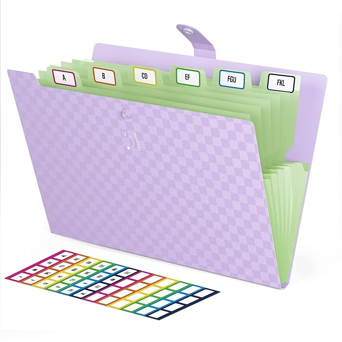 Buy ThinkTex 7 Pockets Expanding File Folders with 48 Labels,Letter A4 Paper Organizer Folder
