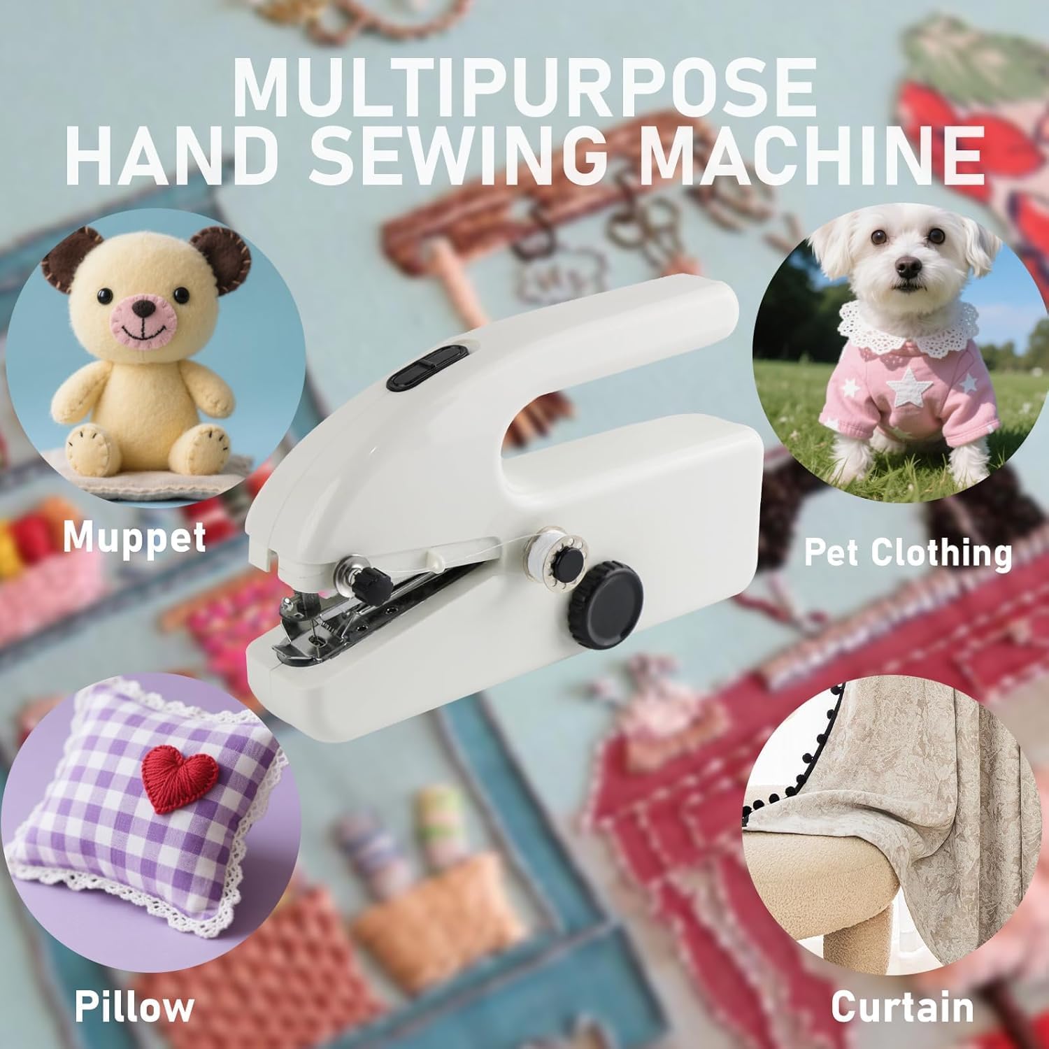 Hand Held Sewing Machines For Adults, Hand Held Sewing Machines for Hemming with Test Fabric(Not second-hand), Easy To Use Rechargeable Hand Sewing Machine for Beginners, Women(White-W) - Image 7