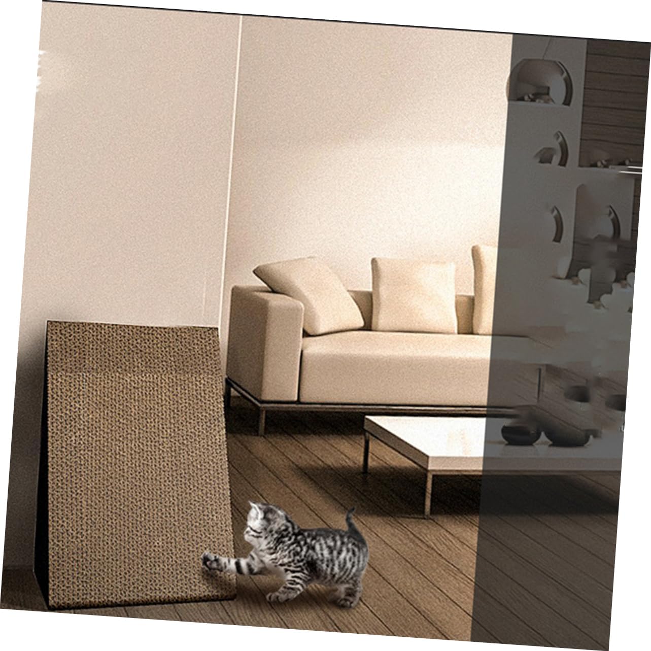 1pc Triangle Cat Claw Plate Large Corrugated Paper Cat Scratch Pad Pet Toys Scratch Catch Plate Random Color