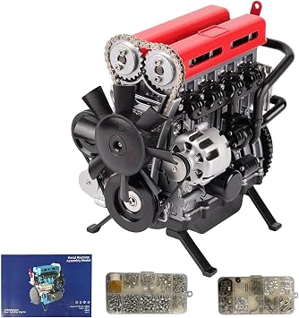 Turbocharged 4 Cylinder Engine Model Kit, DIY Car Engine Building Kit for Teen Teens Adults, STEM Mechanical Engineering Educational Toy 360+pcs DM111