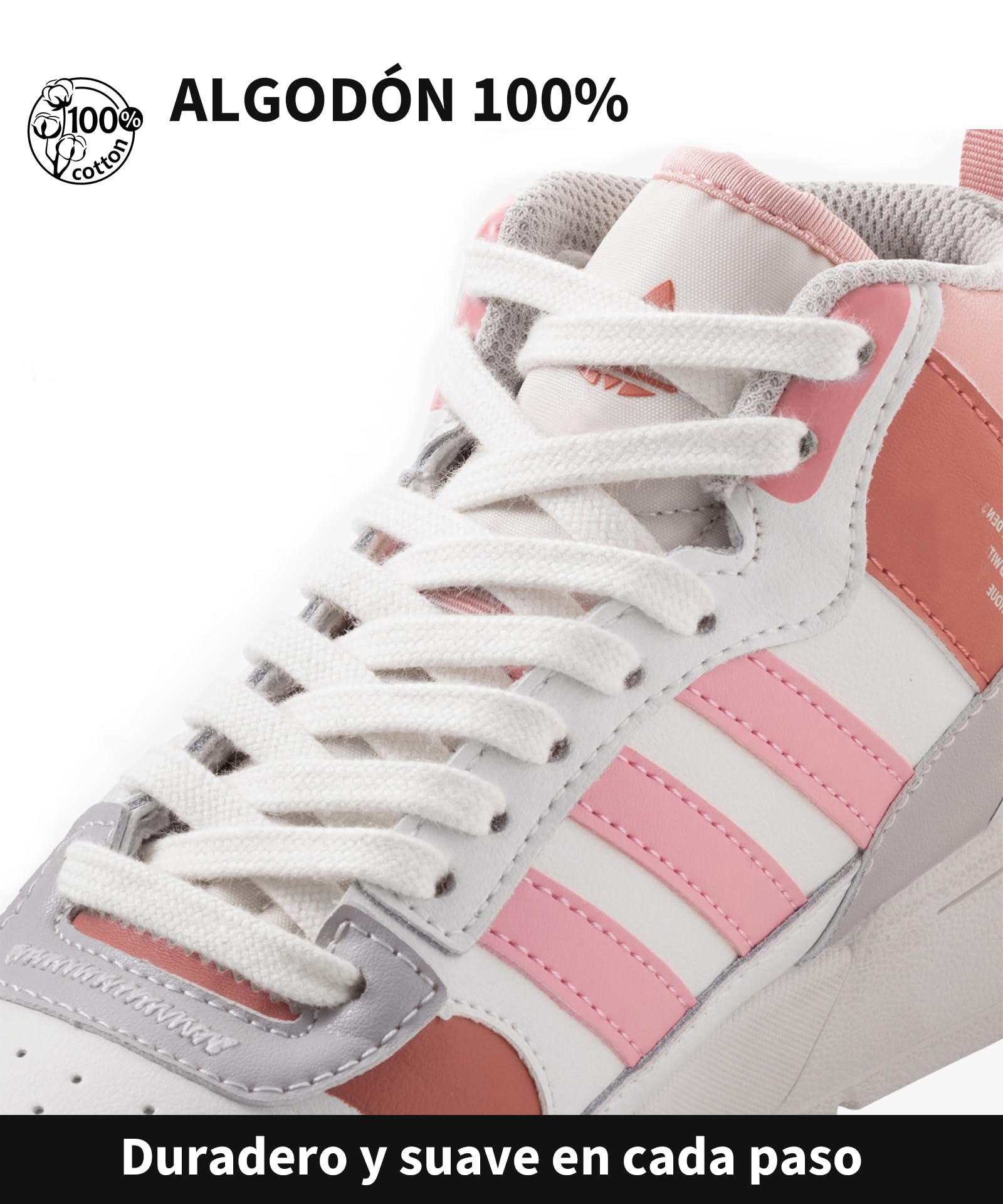 Stepace 2 Pares Cordones Planos de 100% algodón 8 mm de Ancho Cordones para Zapatillas y Zapatos Deportivas — view 2
