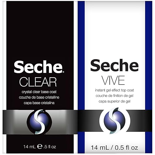 Seche Clear/Vive - Paquete doble de esmalte base y capa superior de gel, fortalecimiento de uñas y brillo de larga duración, esmalte de uñas de gel,