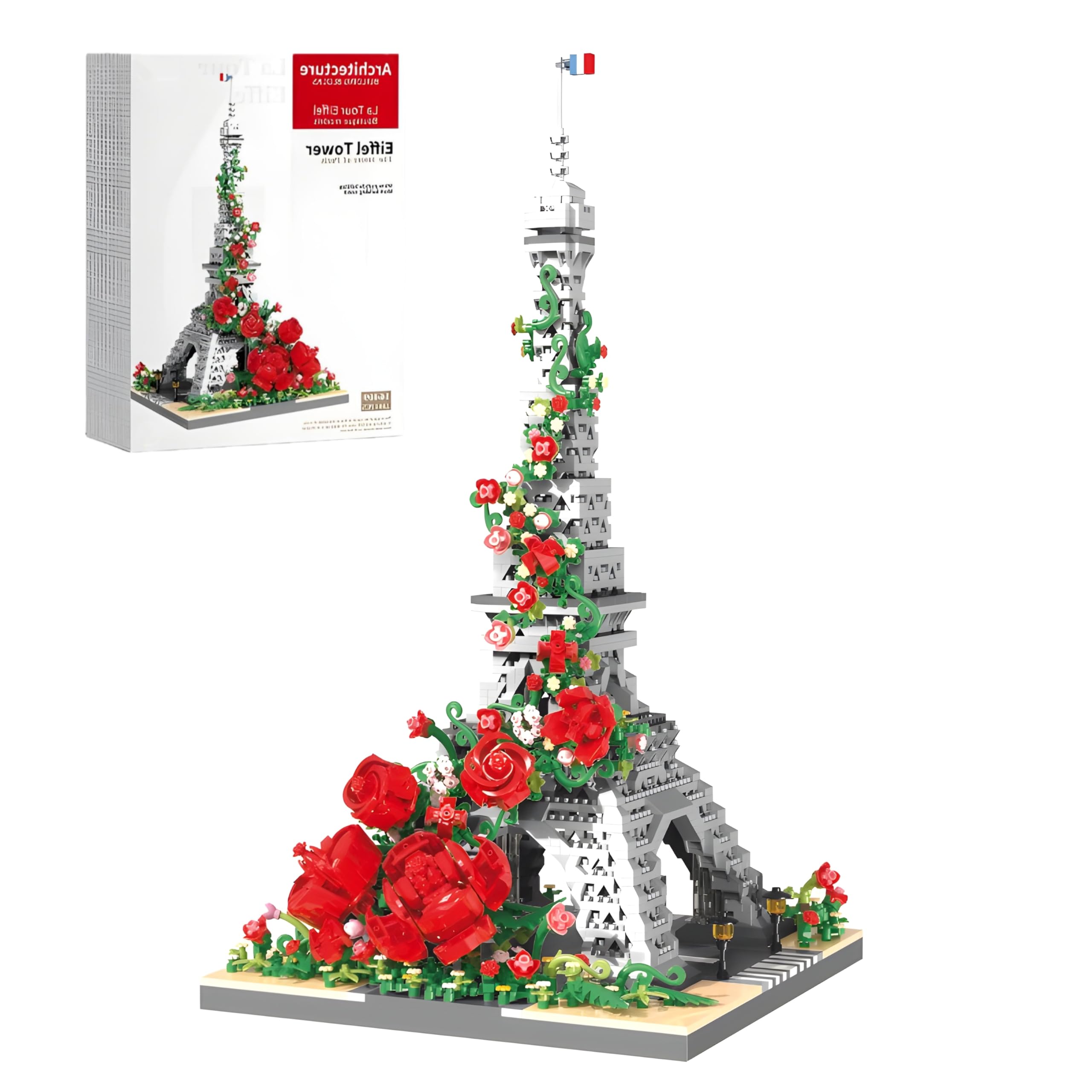 Eiffel Tower Building Blocks Set, Mini Bricks Rose Iron Tower Landmark Architecture Building Model Kit, Creative DIY Building Toys for Home Desk, Artistic Gift for Adults & Teens, 2551 PCS