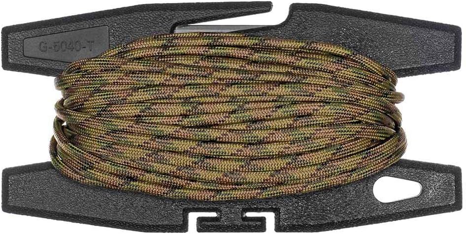 Paracord Spool Tool with 50 or 100 Feet of 550 7-Strand Parachute Cord - USA Made