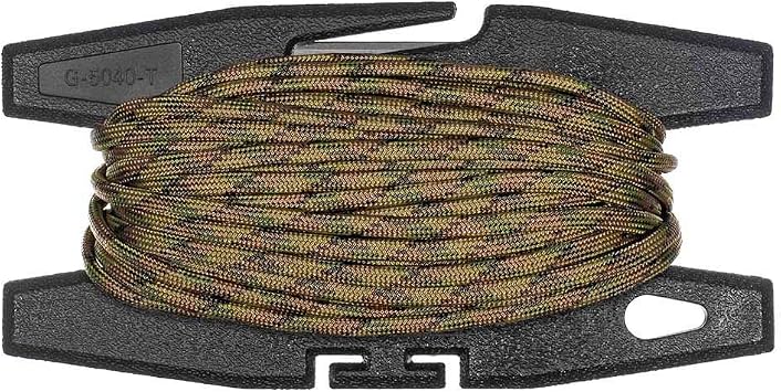 Paracord Spool Tool with 50 or 100 Feet of 550 7-Strand Parachute Cord - USA Made
