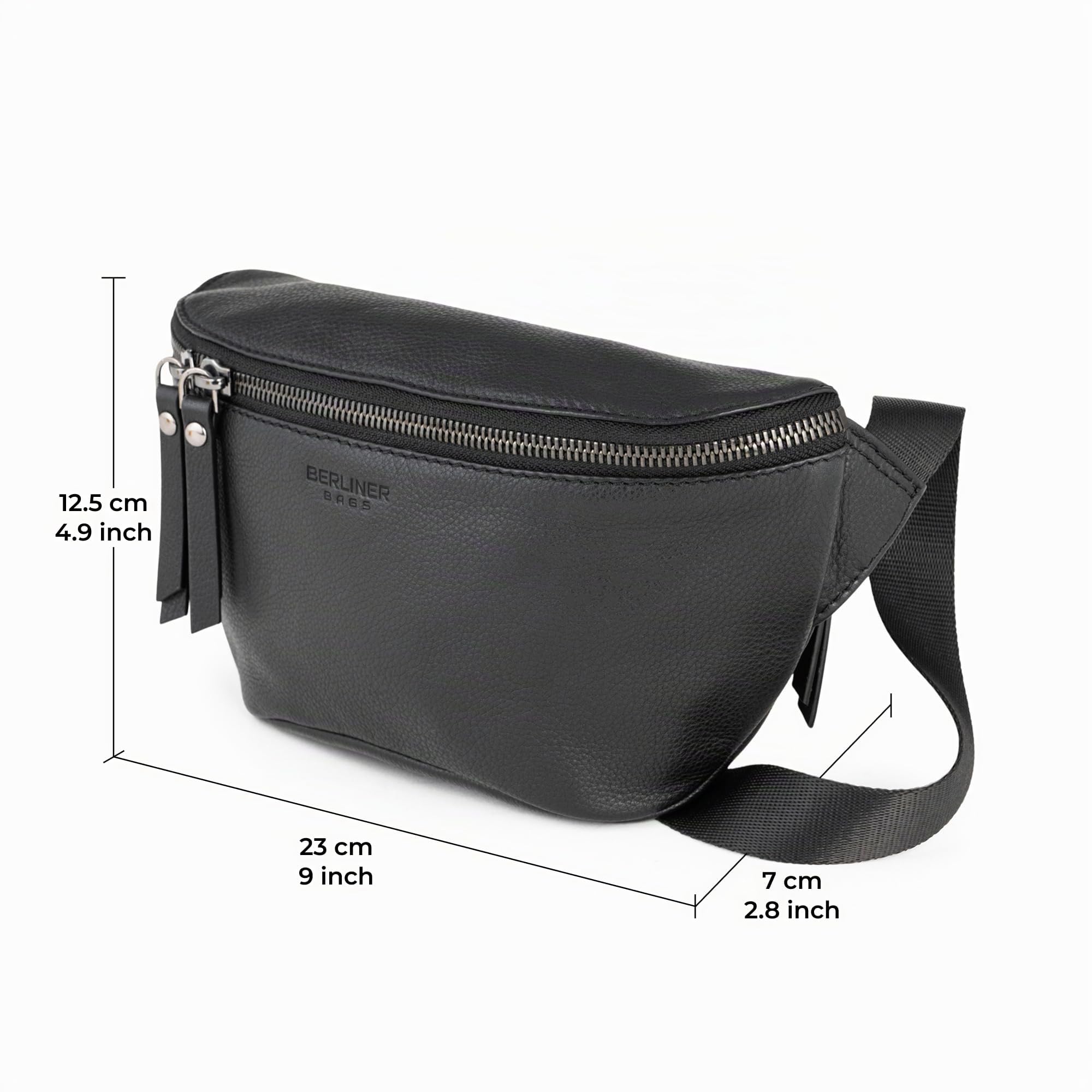 Berliner Bags Marsupio da Cintura Noah, Waist Bag Unisex Regolabile, Marsupio Uomo e Donna – Nero