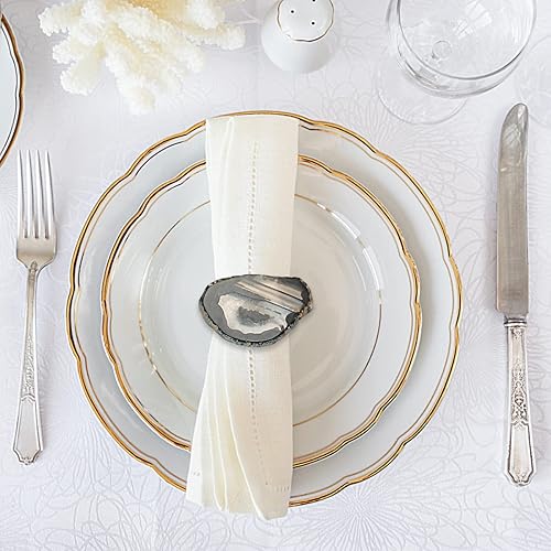 Miniatura 10 de CozyTower - Juego de 4 servilleteros de ágata dorados, para servilletas de tela, decoraciones únicas de boda, servilletero, accesorios de cocina