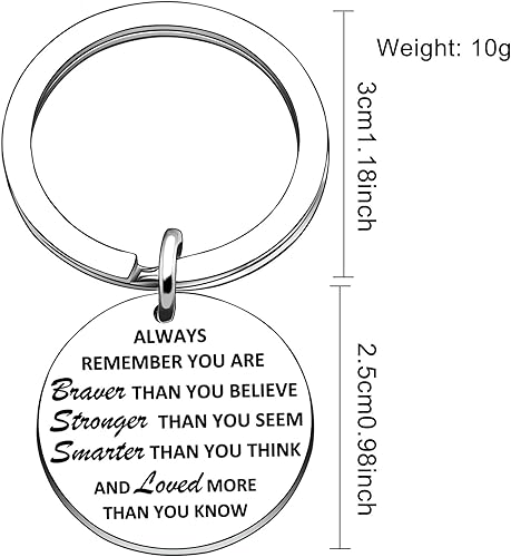 Miniatura 2 de Maxforever Regalos inspiradores, con texto en inglés Always Remember You Are Braver, Stronger, Smarter Than You Think, llavero con frase