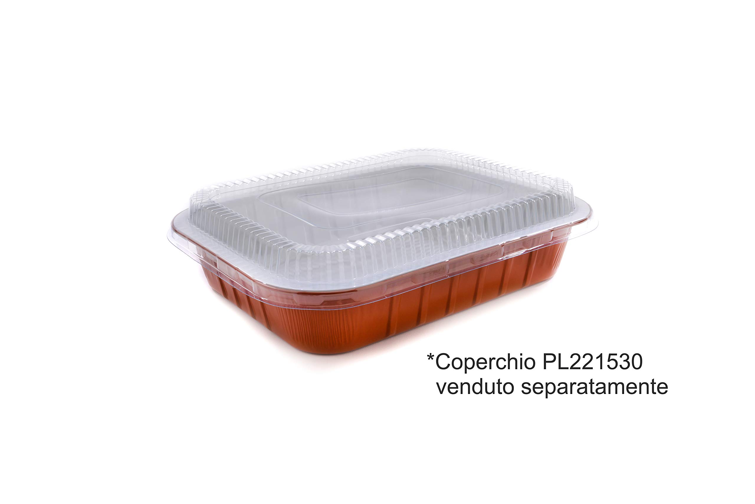 Contital AS221530 | Bandejas de aluminio lacado blanco/cobre 4 porciones, 50 unidades extrarrígidas | Recipientes desechables para microondas y para llevar | bandejas de aluminio desechables