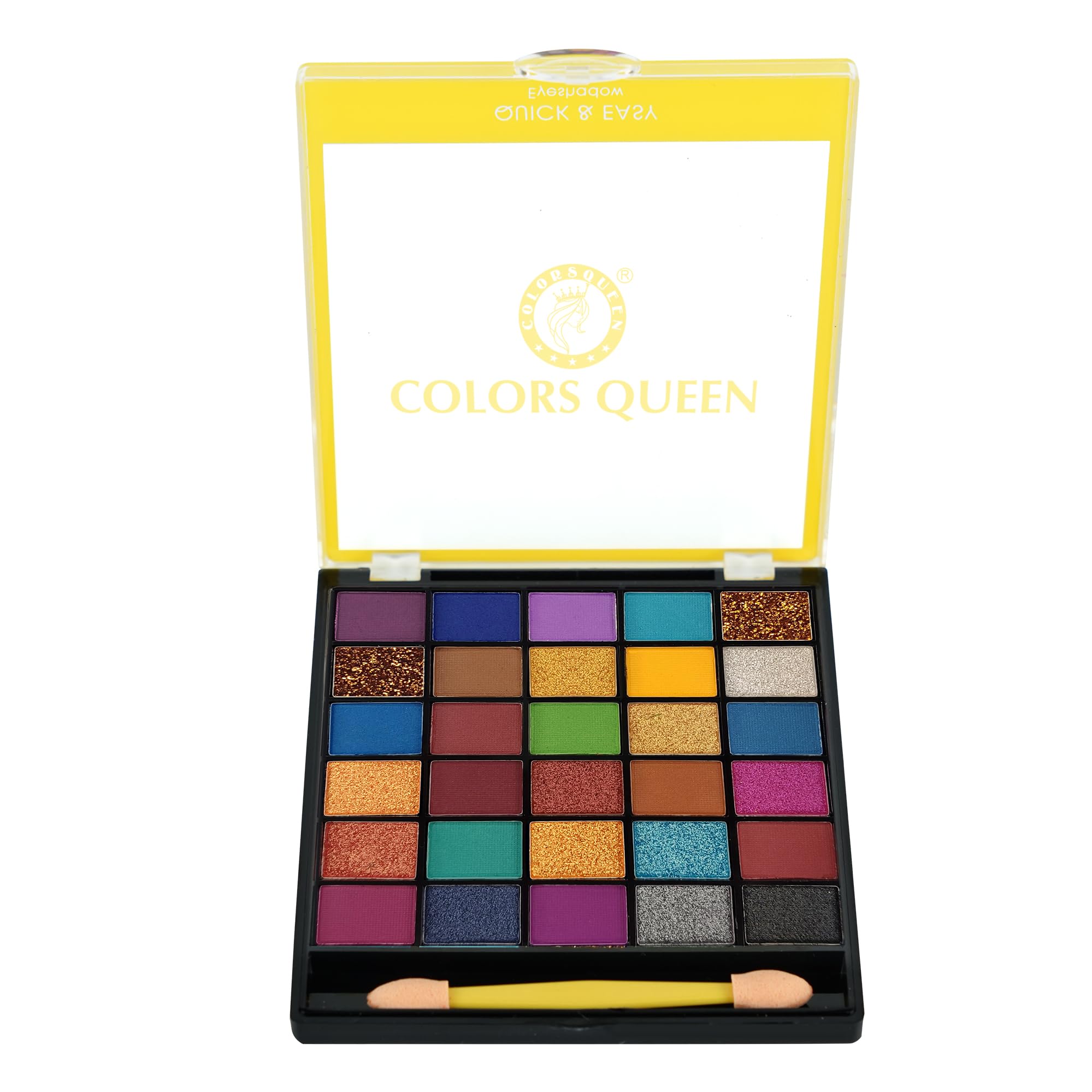 Colors Queen Quick & Easy Eyeshadow Palette | 30 Multi-Color Eye shadow Palette with Matte, Shimmer & Glitter Shades | Highly Pigmented, Easy to Blend, Long Lasting Eyeshadow Palette with Brush (Multicolor - 02, 18g)-image-24
