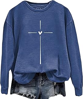 Christian Faith Sweatshirt Women Christian Cross Printed Long Sleeve Shirt Jesus Religion Inspirational Pullover