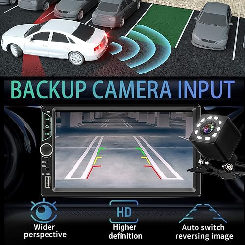 Miniatura 3 de Estéreo de auto doble DIN con Apple Carplay inalámbrico, Android Auto, pantalla táctil HD de 7 pulgadas con Bluetooth, receptor de audio