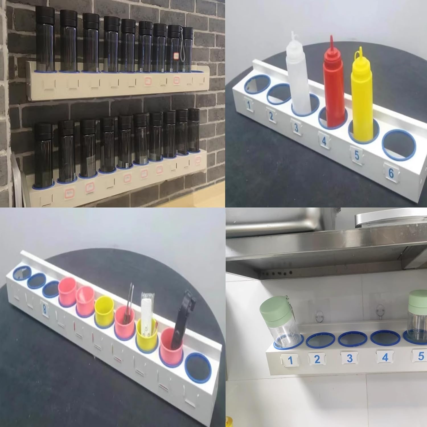 20 23 24 31 39 46 in Steel Bottle Holder, Cup Rack with PVC Protection Rings & Sticker, Water Bottle Storage Rack for Kindergarten/Office and Hospital(46.4 in(Holds 10))