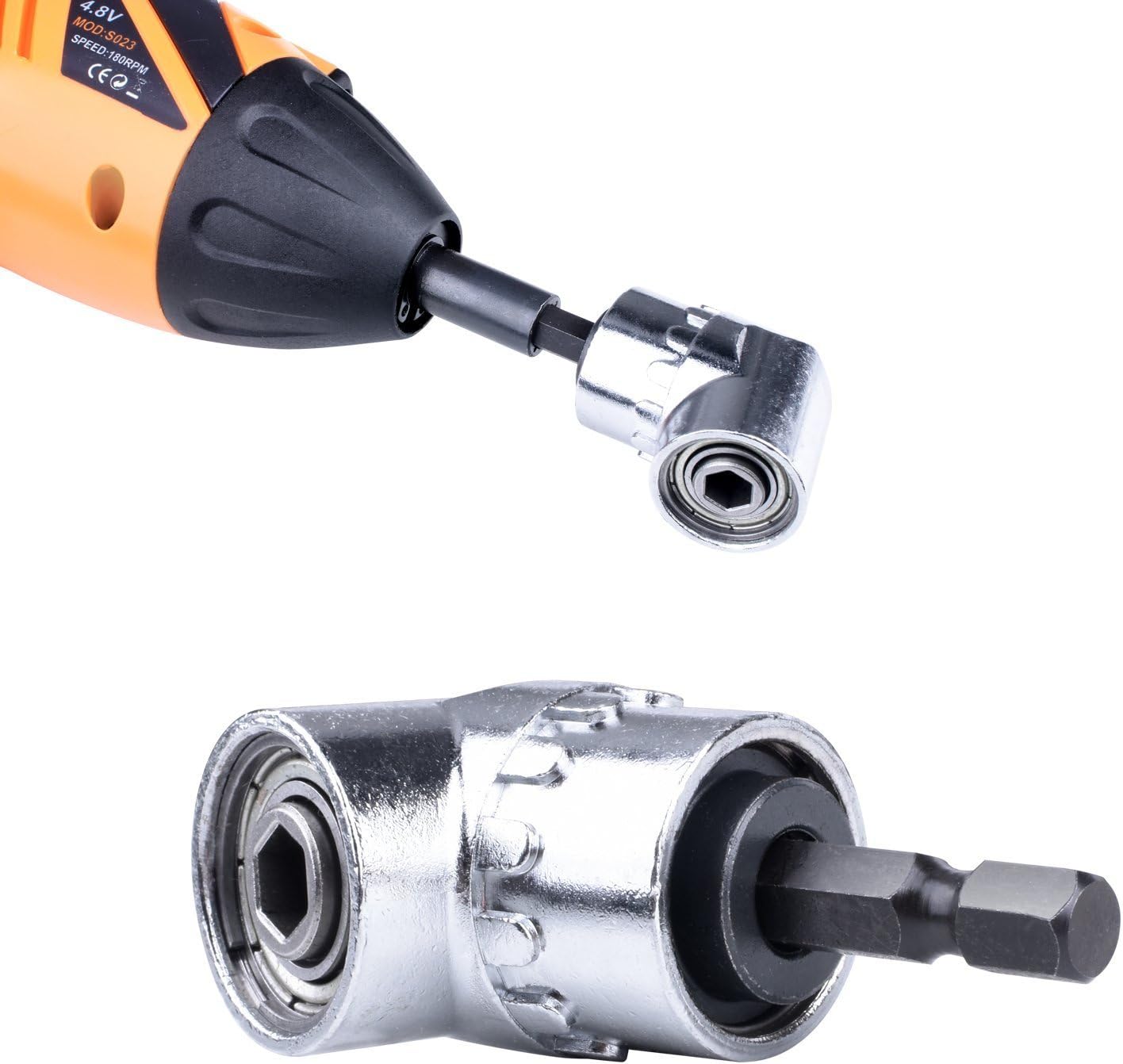 Only for home use,Right Angle Drill, 105 Degree Right Angle Driver Angle Extension Power Screwdriver Drill Attachment 1/4inch Hex Bit Socket Screwdriver Holder Adapte