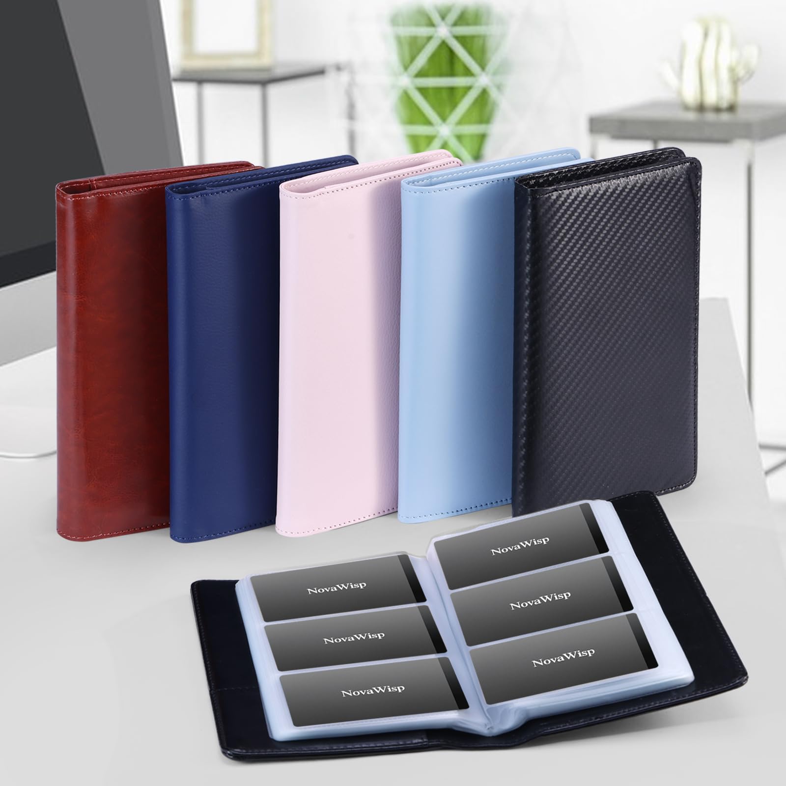 Soporte para 300 tarjetas de visita, organizador profesional de tarjetas de crédito (50 páginas), cartera de piel sintética para hombres y mujeres, carpeta portátil para tarjetas de nombre, accesorios