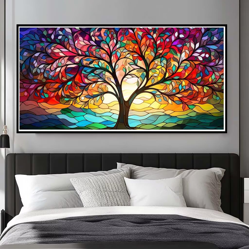 Large Diamond Art Kits for Adults Dream Tree, 5D Tree of Life Diamond Painting Kits for Adults Beginners 47.2x19.7inch/120x50cm, Full Square Drill Diamond Dots Crystal Art Embroidery Craft (WL475)