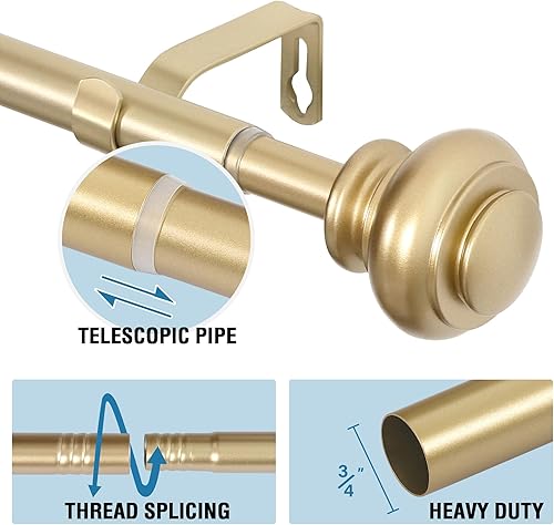 Miniatura 26 de H.VERSAILTEX - Cortinero para ventana ajustable y decorativo de 3/4 pulgadas de diámetro, para una sola ventana, con remates clásicos