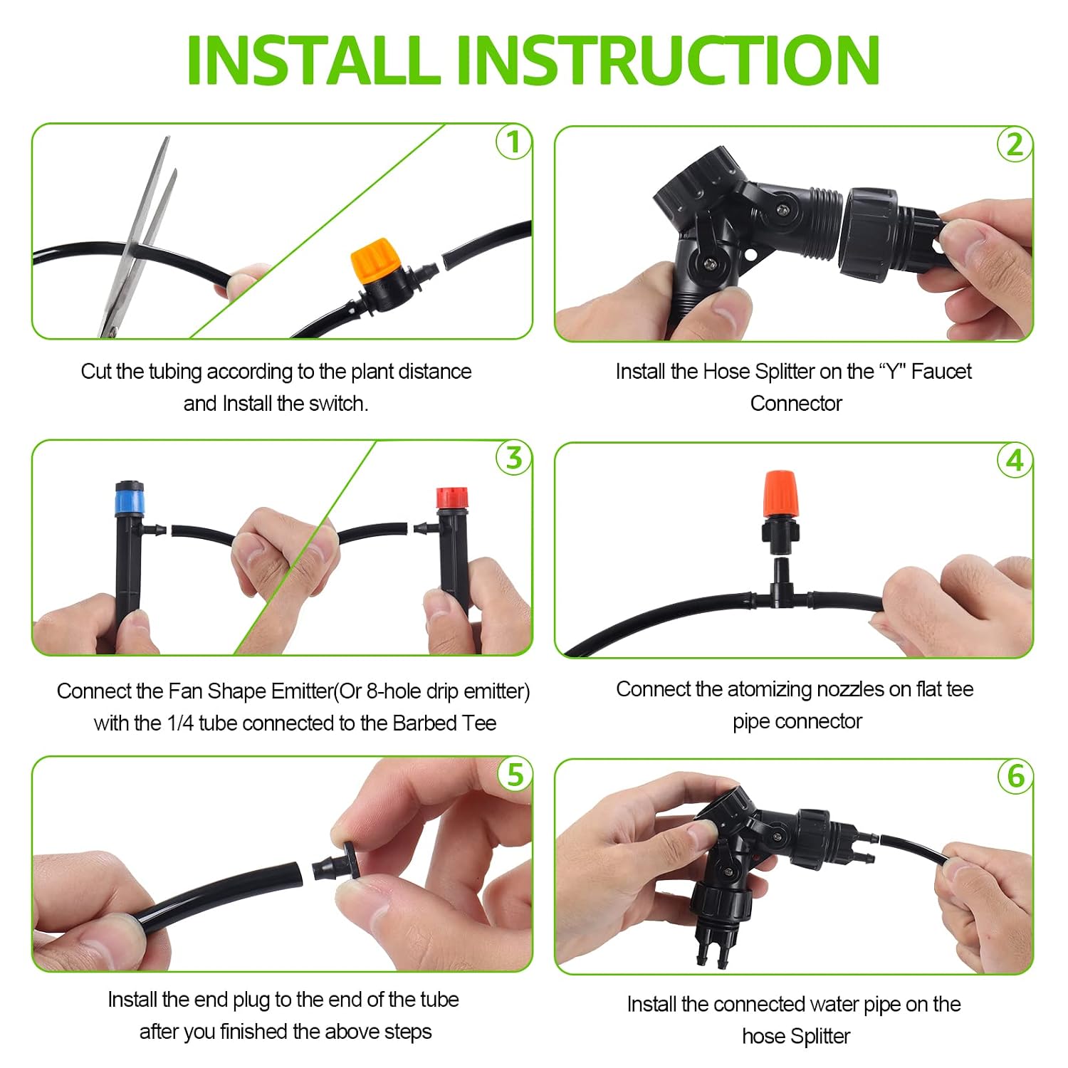 MIXC Drip Irrigation Kit, 100FT Garden Irrigation System Plants Watering System For Lawn Patio Raised Bed Automatic Irrigation Equipment With 1/4" Blank Distribution Tubing , Adjustable Nozzle Emitters Sprinkler, Barbed Parts And Irrigation Connectors