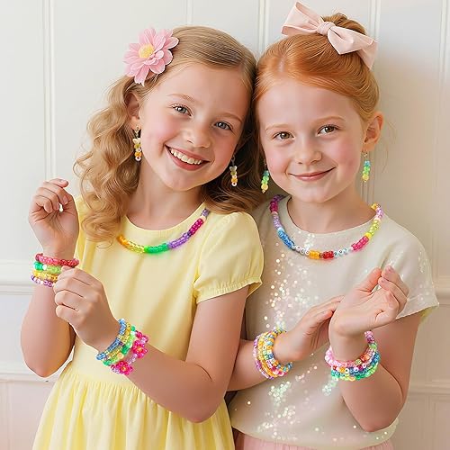 Miniatura 2 de 1200 cuentas de poni de plástico transparente con purpurina de 0.236 x 0.394 pulgadas, cuentas transparentes con purpurina brillante, 10 colores