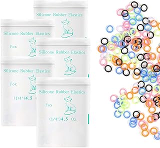 Annhua 500 Pack Neon Elastic Rubber Bands, 4.5 Oz 1/4" Dental Braces Rubber Bands,