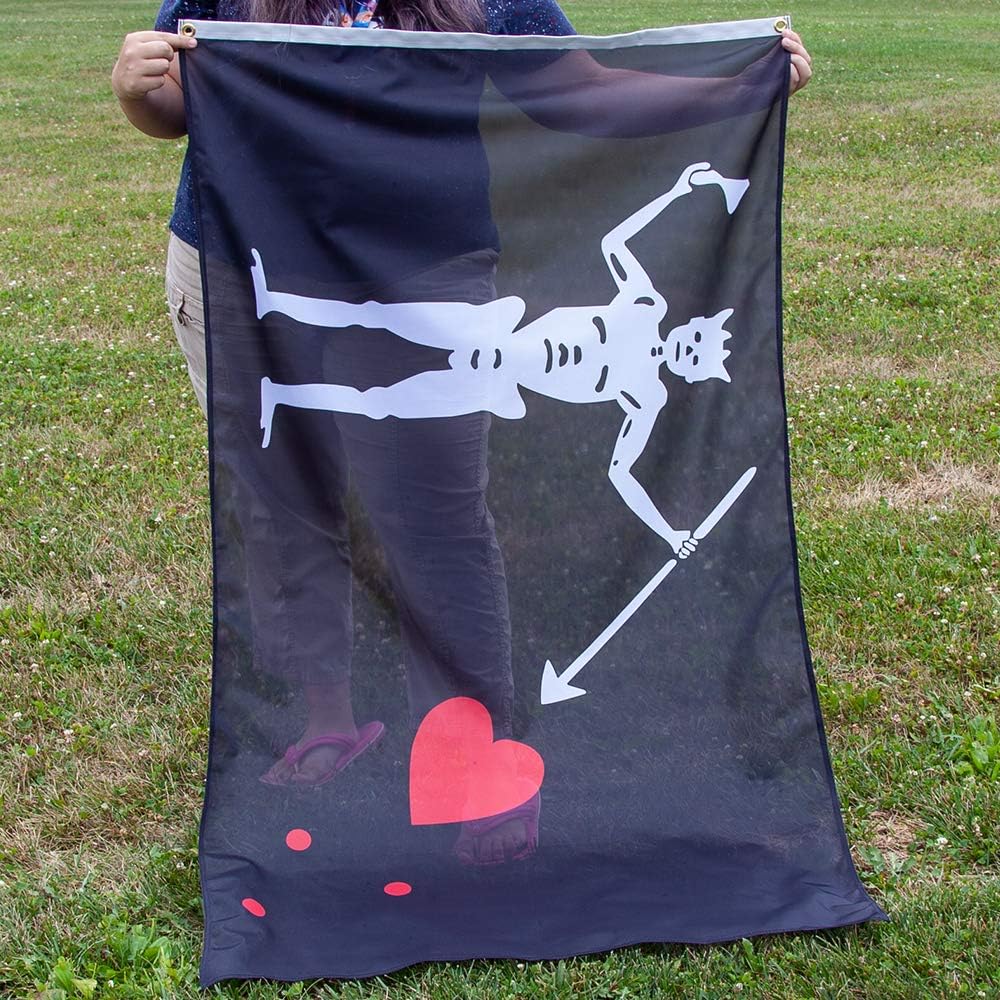 Vispronet 3ft x 5ft Blackbeard Pirate Flag, Jolly Roger Banner, Weather-Resistant Polyester, Metal Grommets, Pirate Party Ideas, Skull Outdoor Decor, Printed in USA, Flag Only