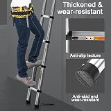 3.2m Thickened Telescopic Ladder Extendable Ladder Stainless Steel Telescoping Ladder 10.5FT Step Ladders 330lbs Capacity, Stronger than Aluminum Ladder - 4