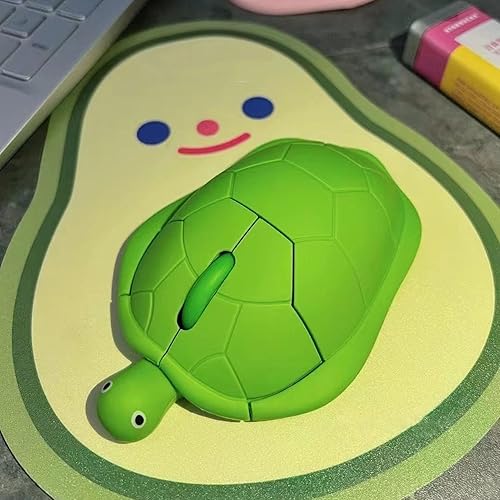 Miniatura 6 de Lindo mouse inalámbrico, con forma de tortuga, de dibujos animados, de 2.4 GHz, mouse silencioso inalámbrico con receptor USB, ratones para niños,