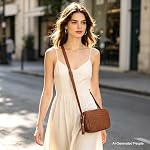 AFKOMST Woven Crossbody Bag, Small Summer Purse and Boho Bag for Women | Vegan Leather, Roomy Space, 2.3L Capacity, Fits iPad mini/Long Wallet/Kindle, Versatile for Casual/Office/Everyday Use
