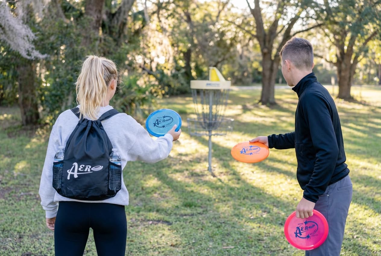Disc Golf Starter Set, 3 Discs with Drawstring Bag, Driver Mid Range Putter, Premium Plastic