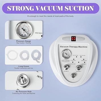 TsoLay Vacuum Therapy Machine, Vacuum Cupping Machine, 6 Mode Breast Hip Enlarge Massager with 24 Cups and 3 Pumps, Adjustable Suction (0-70 CmHg) for Chest Enhance Enlargement