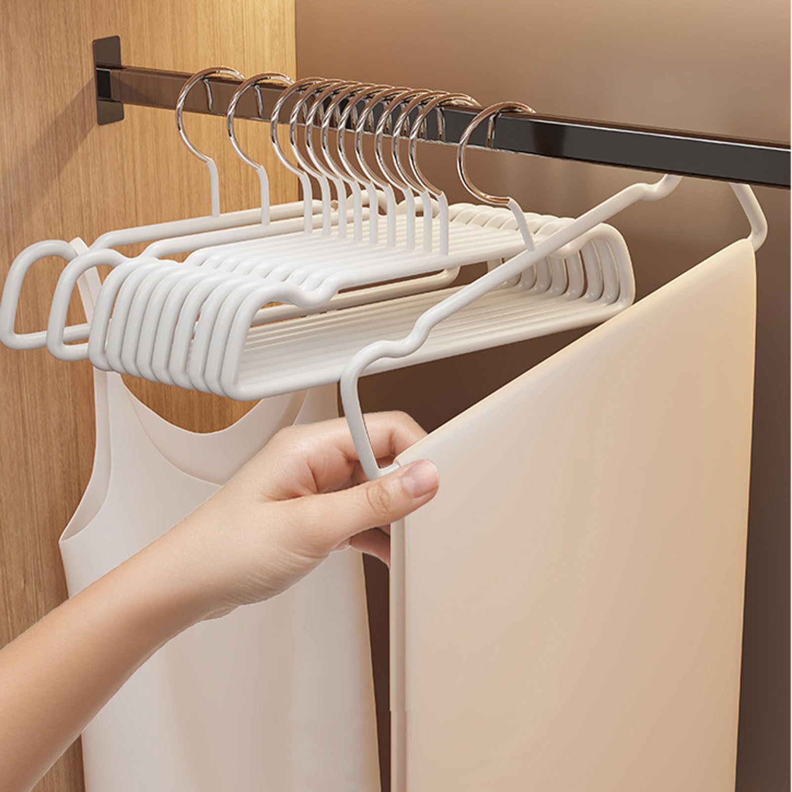 Genérico Ganchos para Pantalones Anti-Deslizantes, Resistentes con Recubrimiento,No Dejan Marca,Ahorradores de Espacio para Ropa y Armario (C 33.5x18cm/13x7in(10 Items))