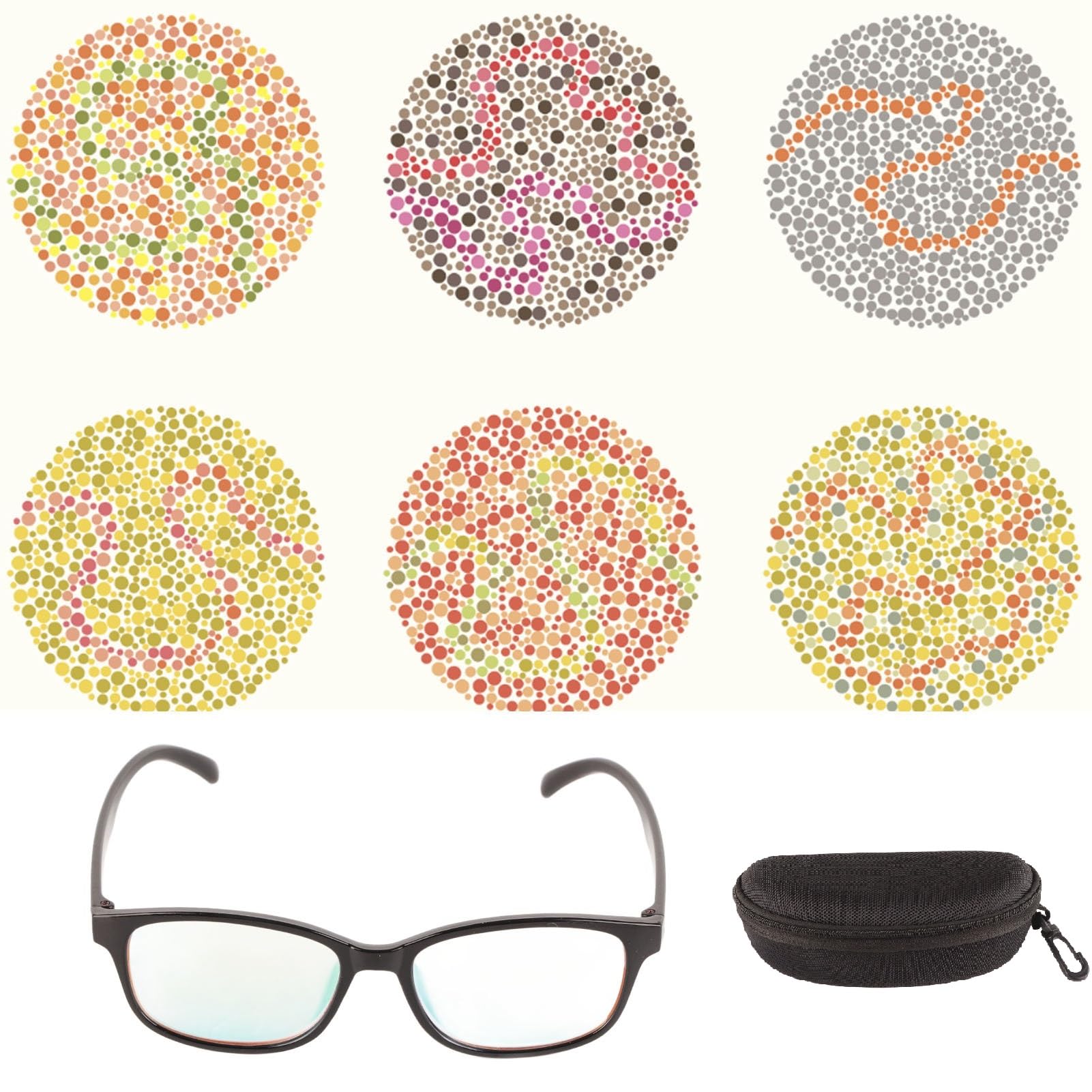 Color Blind Glasses, Full Frame Transparent Black, Red Green Colorblindness Correction, Unisex