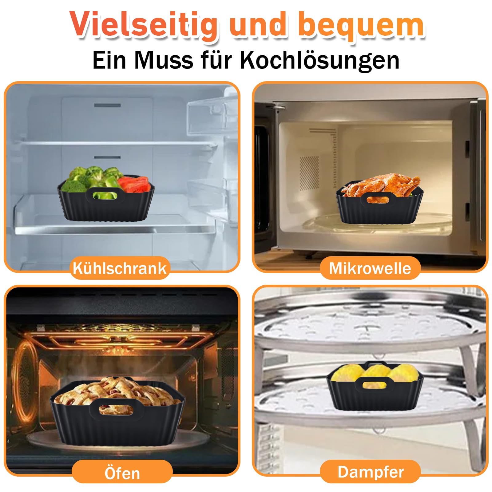 Ninja Accessoires voor heteluchtfriteuse, 2 stuks, voor Max Pro 6,2L AF180EU Philips HD9270, 21 cm siliconen moule inzetstukken, siliconen vorm voor 6,2L AF180DE 4,7L AF140EU Air Fryer