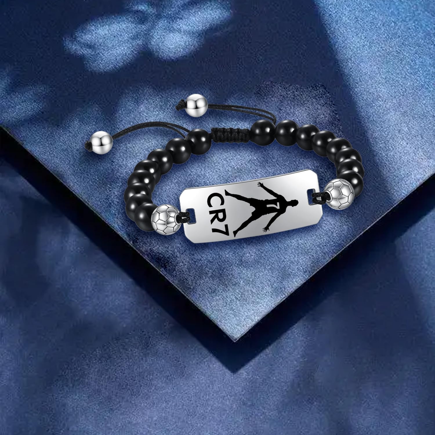 No.7 Soccer Bracelet, soccer Star Bracelet Sport Fan Bracelet Natural Stone Beads Stainless Steel Adjustable - Image 6