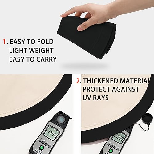 Miniatura 6 de Sombrero de sol de ala ancha de 7 pulgadas para mujer, sombrero grande plegable con protección UV, se puede llevar en ambos lados