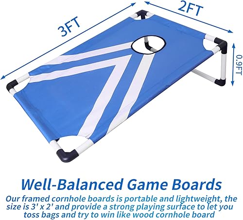 Miniatura 2 de Juego de Cornhole portátil con marco de PVC con 2 tablas de Cornhole plegables, 8 bolsas de frijoles y funda de transporte, mini juego de cornhole