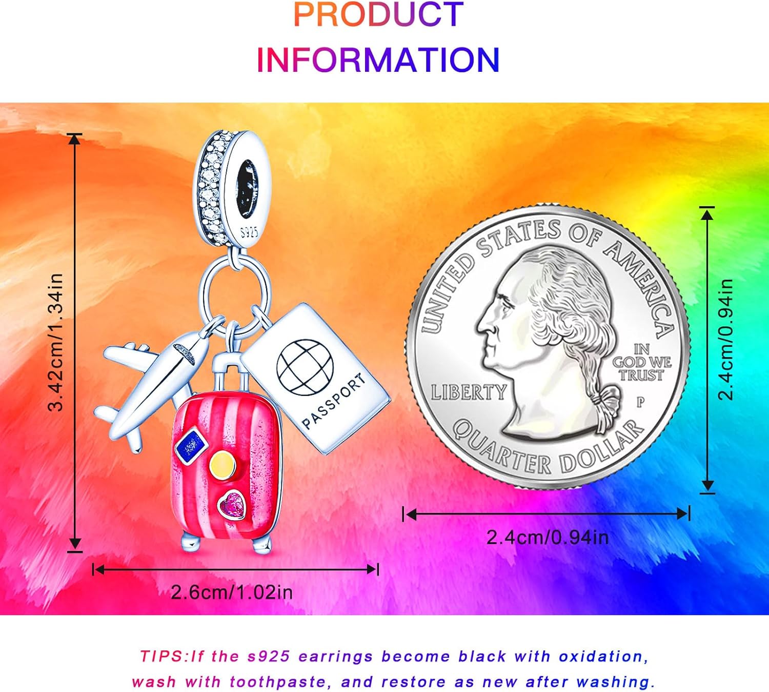 925 Sterling Silver Charms Beads for Bracelets Necklaces, Airplane Passport Sister Heart Coffee Music Book Travel Pendant, Pink Color Cute Animal Jewelry Graduation Birth Gifts for Women Men - Image 6