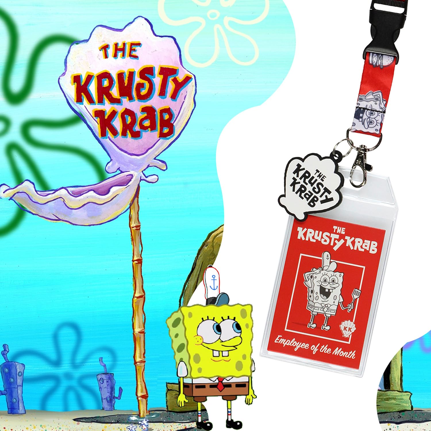 Bioworld Porte-badge Avec Breloque En Métal Et Autocollant De Collection Bob  L'éponge Squarepants The Krusty Krab, image size:1500x1500